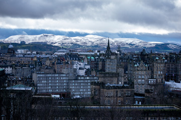 aerial view of the edimburgh city from calton hill