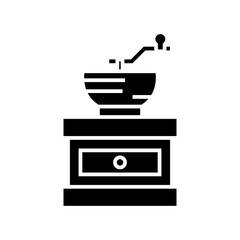 Coffee grinder black icon, concept illustration, vector flat symbol, glyph sign.