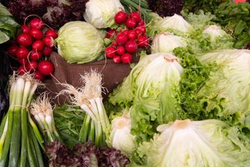 There are different kinds of vegetables on the Manava counter.