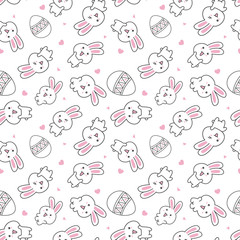 Cute pattern with rabbit concept in the white backdrop.
