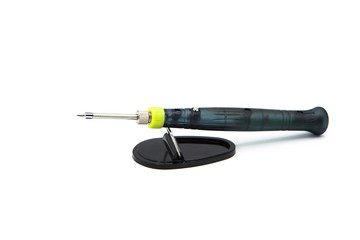 Gas soldering iron equipment on stand isolated on white background	