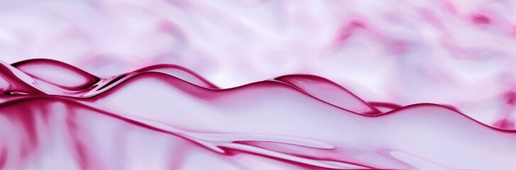 Abstract Liquid background with pink purple curved lines on white, panoramic header