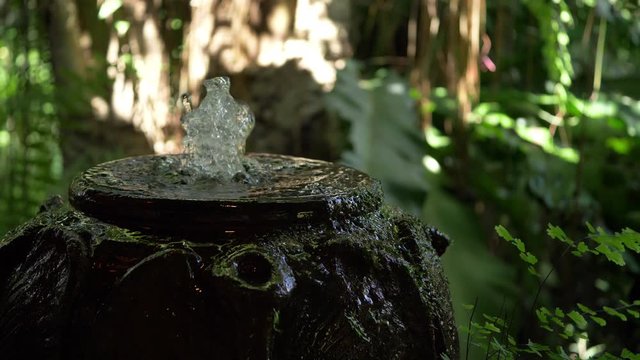 water fountain decoration in green garden