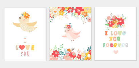 Fototapeta na wymiar Beautiful banners with flowers in carton style. Vector illustration cards. Modern templates.