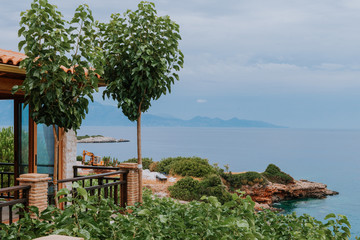 Fototapeta na wymiar View from the terrace of luxury villa