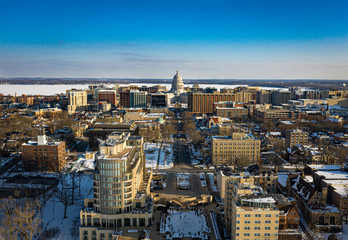 Madison Wisconsin capital from drone