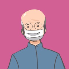 Old man with fackmask