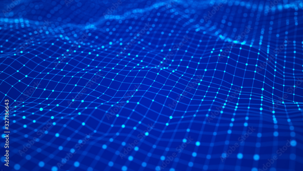 Aufkleber Abstract digital background. Big data visualization. Network connection structure. Science blue background. 3d rendering.