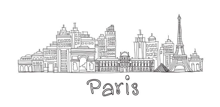 Paris city,Eifel Tower, line drawing style,vector design