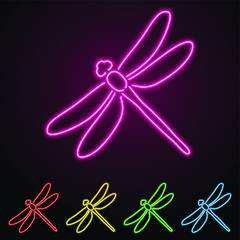 neon colorful dragonfly icon