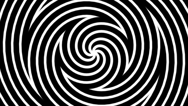 Hypnosis spiral and Op art effect, Abstract motion background with twisting circles, Optical illusions and constantly moving spiral pattern, Seamless loop 4K animation