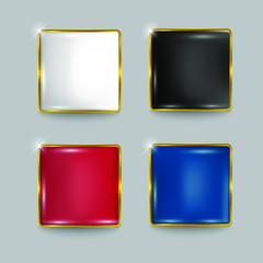 Button set square web glossy Gold