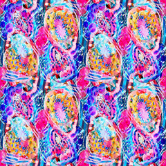 Fototapeta na wymiar Watercolor creative seamless pattern with beautiful bright abstract shapes. Colorful texture for any kind of a design. Aquarelle abstract background. Contemporary art. Watercolor modern print.