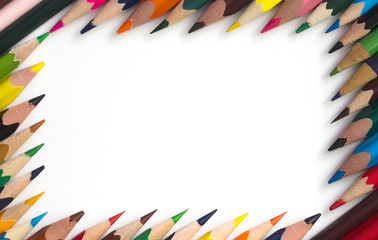 Colorful colored pencils with copy space.