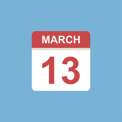 calendar - March 13 icon illustration isolated vector sign symbol