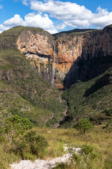 Tabuleiro waterfall, with 273 meters of free fall, inside a canyon, Conceicao do Mato Dentro, state of Minas Gerais, Brazil