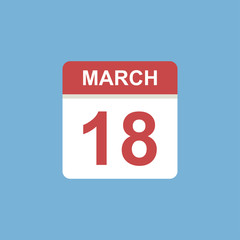 calendar - March 18 icon illustration isolated vector sign symbol