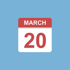 calendar - March 20 icon illustration isolated vector sign symbol