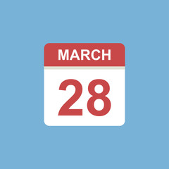 calendar - March 28 icon illustration isolated vector sign symbol