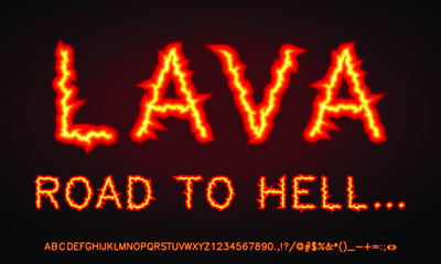 lava fire realistic font set