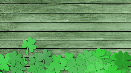 アイルランドの文化であるパトリックデーのための、クローバー、シャムロックをモチーフにした画像素材。３Dレンダリング。