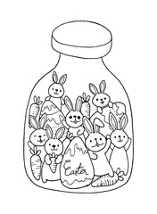 Easter with Rabbit Doodles Vector - 327193615