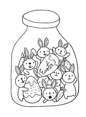 Easter with Rabbit Doodles Vector - 327193652