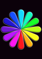 Fleur imaginaire aux p&eacute;tales multicolores