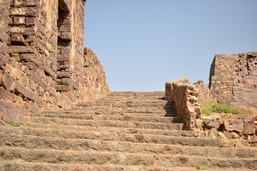 The Stone block Steps walk path in the park/Fort stock photograph image