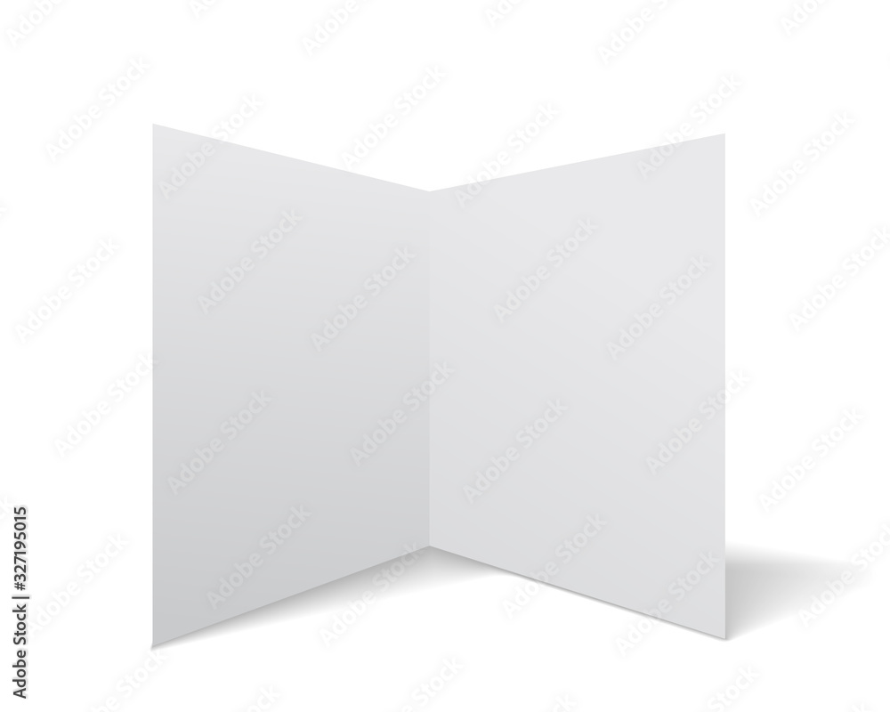 Poster vector school note book paper with realistic shadow. white blank page isolated on background. mock u