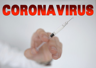 Coronavirus rouge et seringue