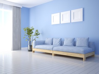 Fototapeta na wymiar Mock up a trendy living room with a large comfortable corner sofa and stylish original background.