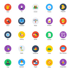 Collection Of Flat Rounded Flat Icons 