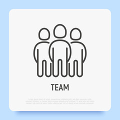 Team thin line icon. Group of people with leader. Modern vector illustration.