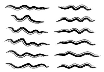 Grunge banner set. Black strokes of the grunge brush.Vector illustration.