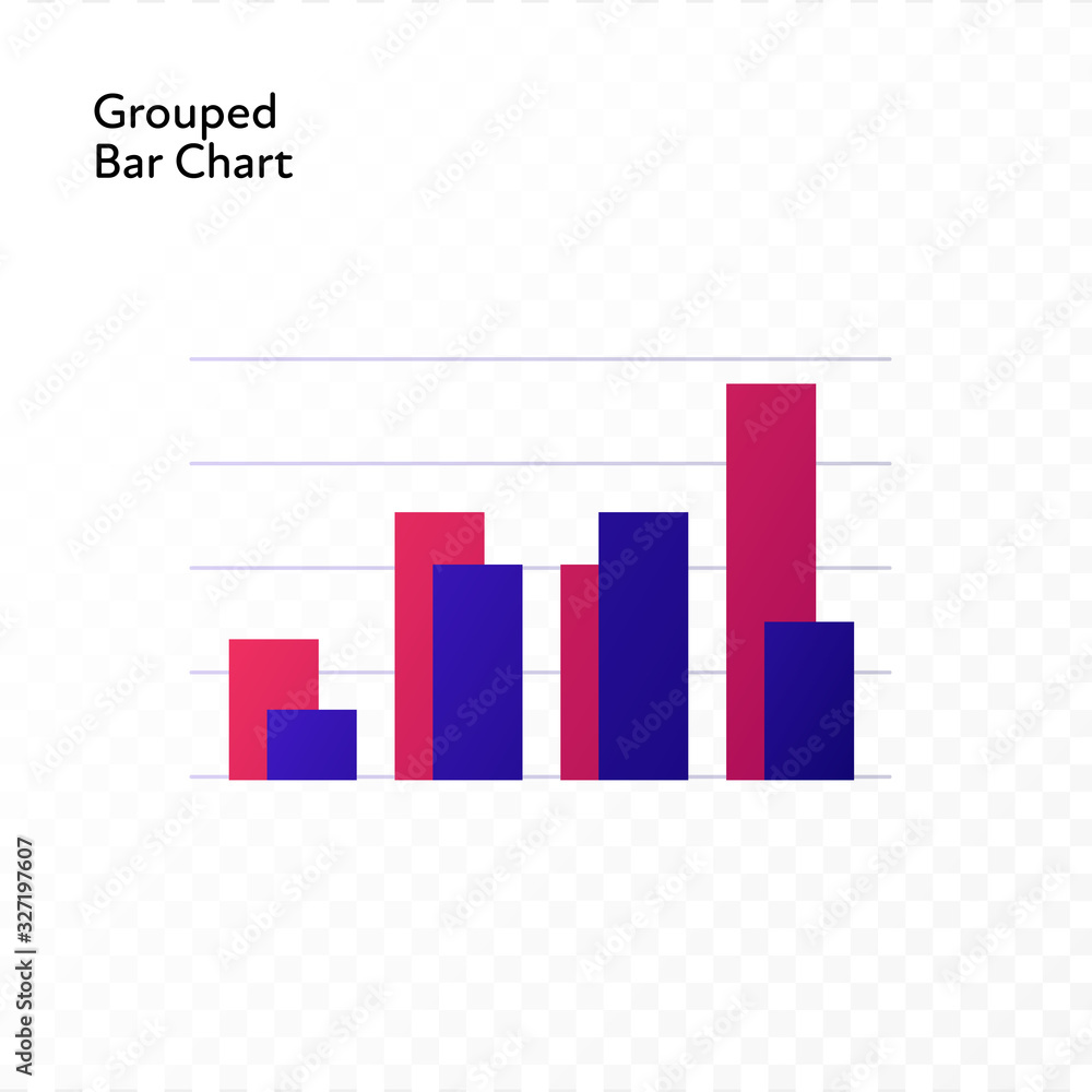 Aufkleber infographic design element collection. vector flat color illustration. grouped bar chart isolated on