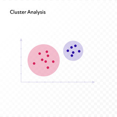 Infographic design element collection. Vector flat color illustration. Cluster analysis on graph isolated on white to transparent background. Design for ui, scientific poster, marketing, presentation.