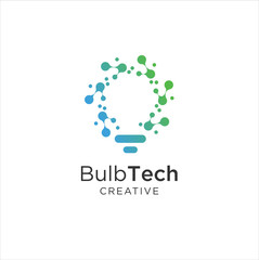 bulb tech logo icon . Bulb Logo Design Colorfull . Idea creative light bulb logo . Bulb digital logo technology Idea
