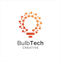 bulb tech logo icon . Bulb Logo Design Colorfull . Idea creative light bulb logo . Bulb digital logo technology Idea