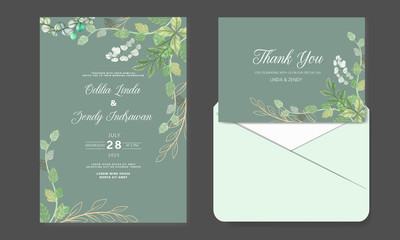 beautiful greenery wedding invitation card