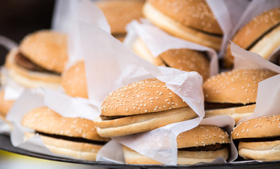 Burger in bun with sesame