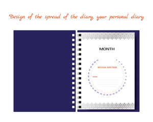 Vector calendar planner 2020, A5 format. For a personal diary, Notepad. From the drawn grid of 2020 to account for success