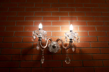 View of lamp on wall