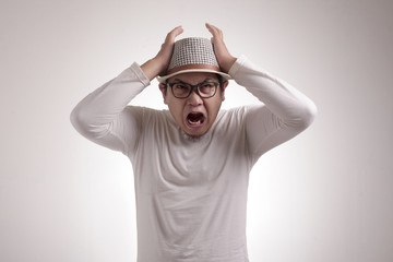 Young Man Shouting, Anger Gesture