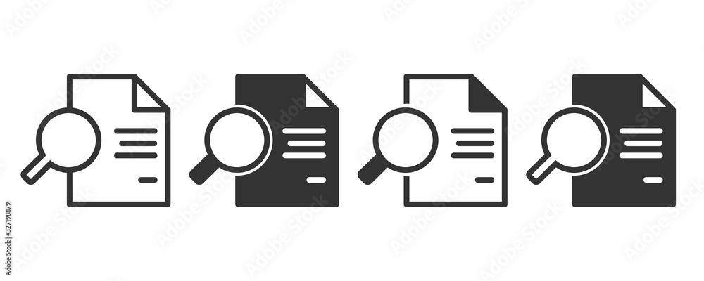 Fototapete scrutiny icons in four different versions in a flat design