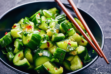 spicy Smashed Cucumber salad, pai huang gua