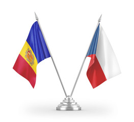 Czech and Andorra table flags isolated on white 3D rendering