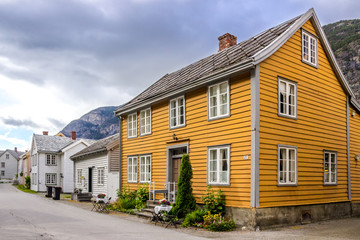colorful houses in Laerdal old town in Norway