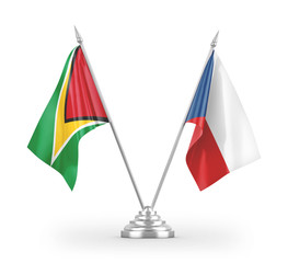 Czech and Guyana table flags isolated on white 3D rendering