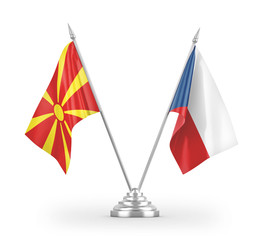 Czech and North Macedonia table flags isolated on white 3D rendering